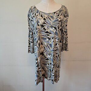 Salaam - Tunic Length Top with Foliage Print All Over